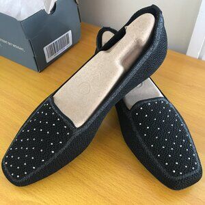 Skechers Women’s Cleo’s Stretch Fit Black Square Toe Flats Size 11 Vegan Comfort